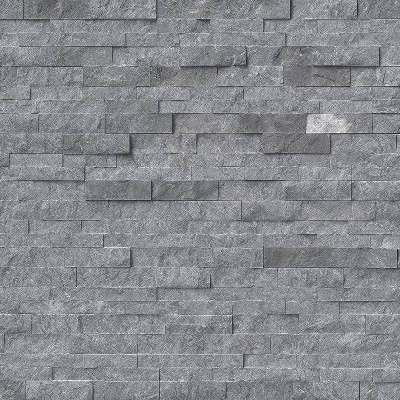 Glacial grey splitface ledger panel 6X24 natural marble wall tile LPNLMGLAGRY624 product shot wall view