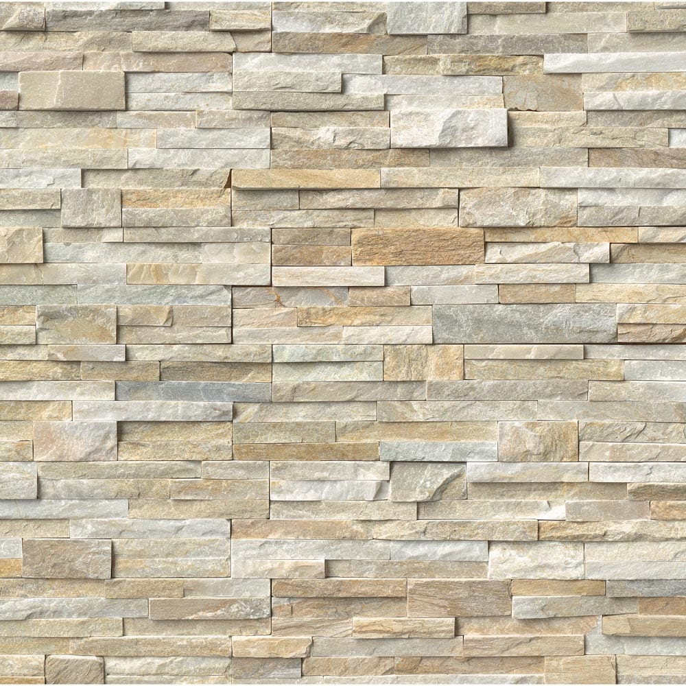 Golden honey splitface ledger panel 6X24 natural quartzite wall tile LPNLQGLDHON624 product shot multiple tiles top view