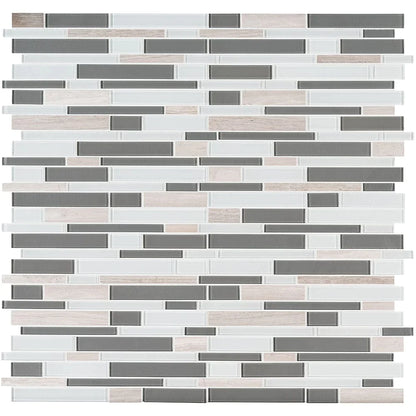 MSI Gray Cliff Interlocking Glass and Stone Mosaic Tile 12"x12"