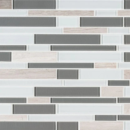 MSI Gray Cliff Interlocking Glass and Stone Mosaic Tile 12"x12"