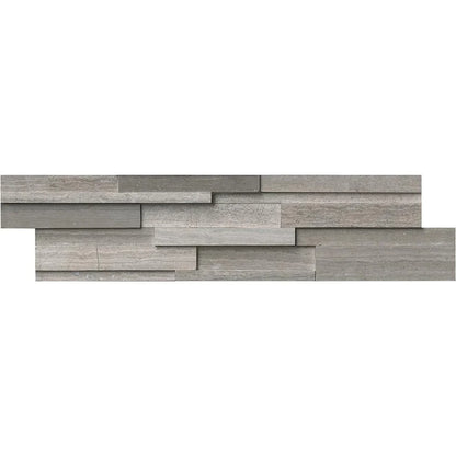 Gray oak panel 3D ledger panel 6X24 honed marble wall tile LPNLMGRYOAK624 3DH product shot multiple tiles close up view