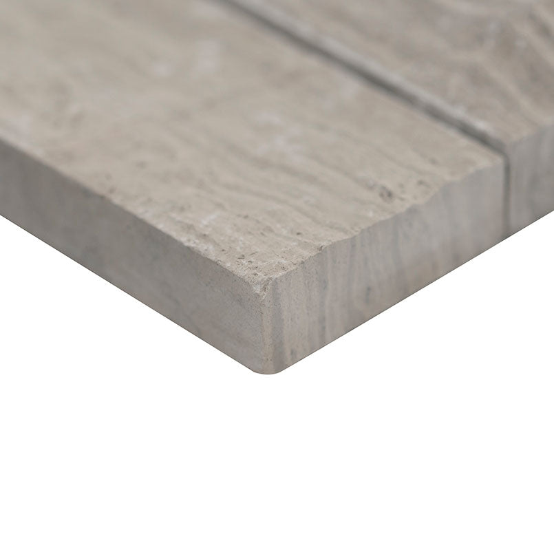 Gray oak split face ledger panel 6X24 marble wall tile LPNLMGRYOAK624 product shot multiple tiles angle view