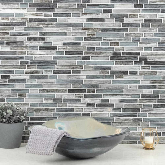 MSI Grigio Lagoon Interlocking Glass Mosaic Tile 11.81"x11.81"