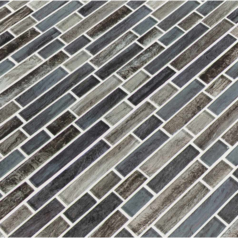 MSI Grigio Lagoon Interlocking Glass Mosaic Tile 11.81"x11.81"