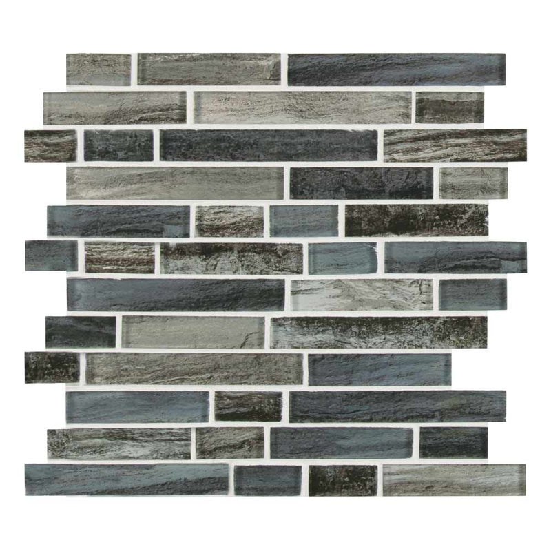 MSI Grigio Lagoon Interlocking Glass Mosaic Tile 11.81"x11.81"