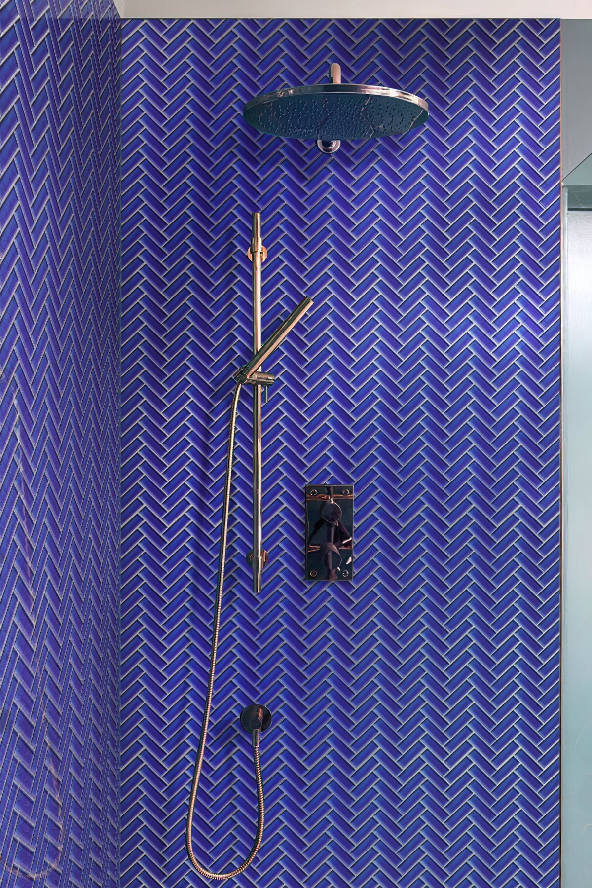 Cobalt Blue 11x13 Glossy Herringbone Glass Mosaic Tile (5 pack, 4.8125 sq ft/case)