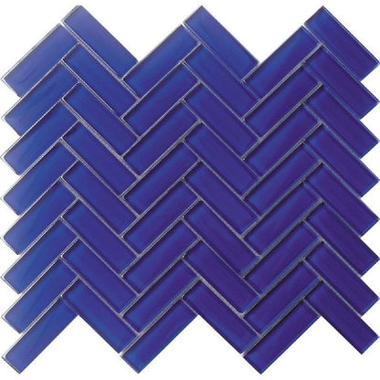 Cobalt Blue 11x13 Glossy Herringbone Glass Mosaic Tile (5 pack, 4.8125 sq ft/case)