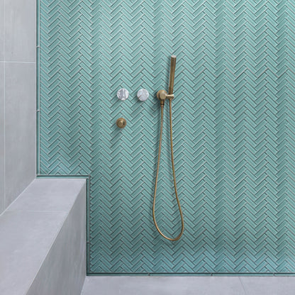Sky Blue 11x13 Glossy Herringbone Glass Mosaic Tile (5 pack, 4.8125 sq ft/case)