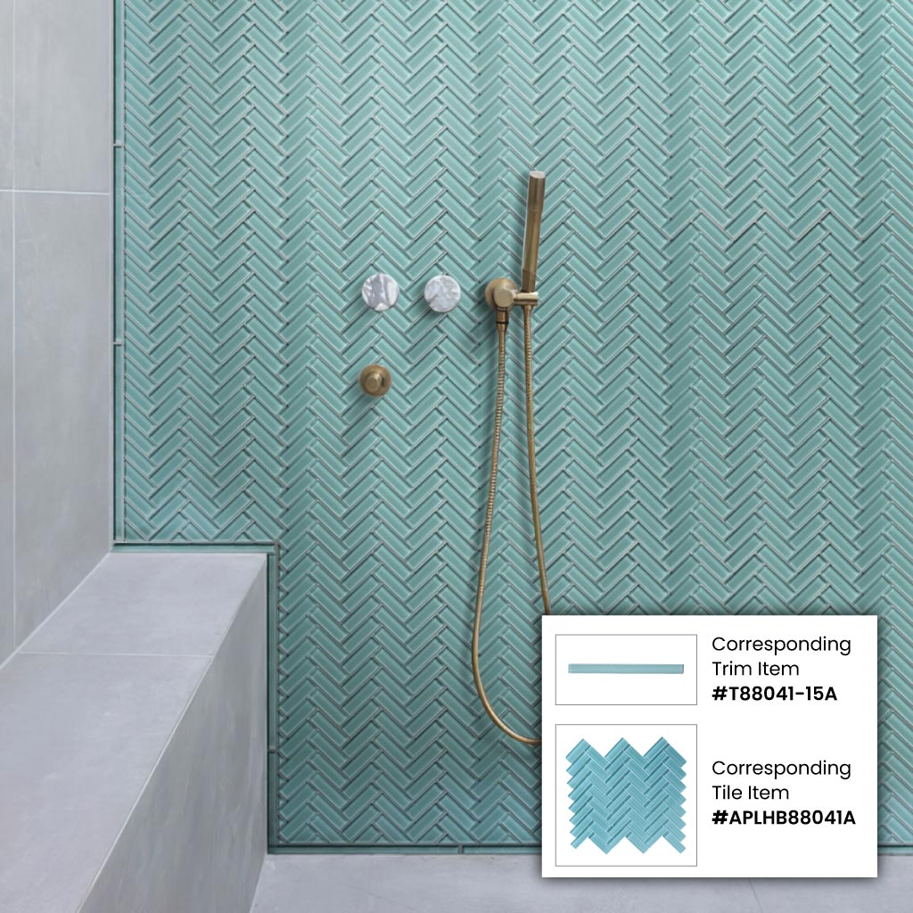 Sky Blue 11x13 Glossy Herringbone Glass Mosaic Tile (5 pack, 4.8125 sq ft/case)