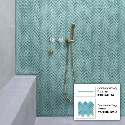 Sky Blue 0.5x12 Glossy Glass Pencil Tile Trim (10 pack, 0.5 sq ft/case)