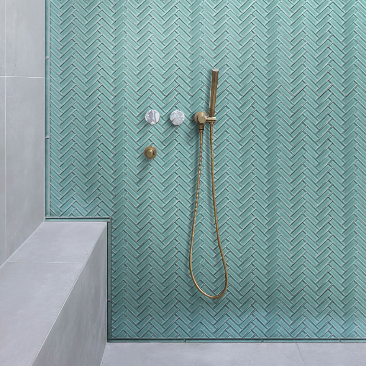 Sky Blue 11x13 Glossy Herringbone Glass Mosaic Tile (5 pack, 4.8125 sq ft/case) - Sample