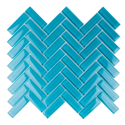 Sapphire Blue 11x13 Glossy Herringbone Glass Mosaic Tile (5 pack, 4.8125 sq ft/case)