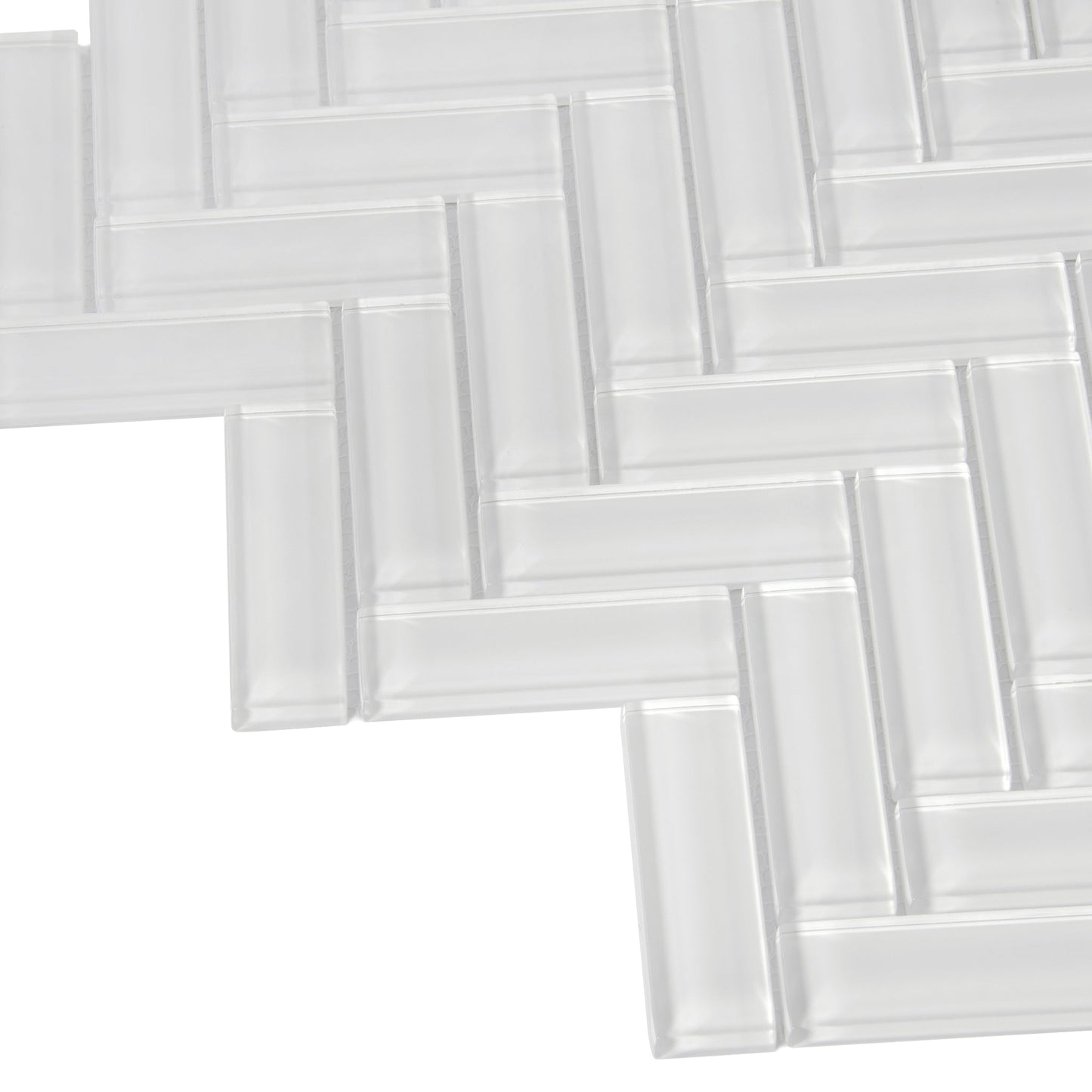 White 11x13 Glossy Herringbone Glass Mosaic Tile (5 pack, 4.8125 sq ft/case)