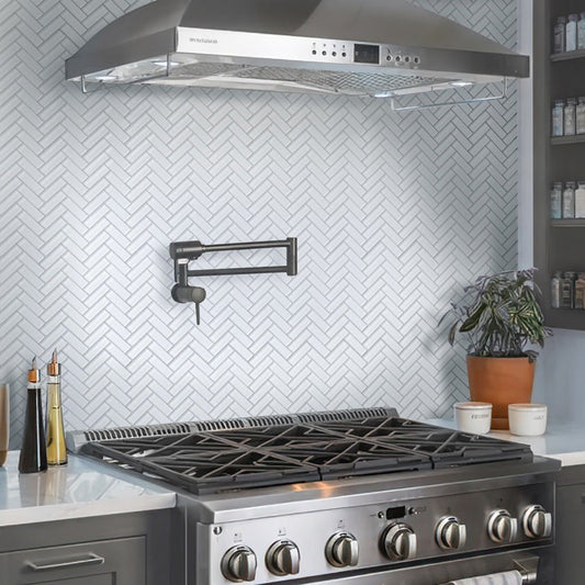 White 11x13 Glossy Herringbone Glass Mosaic Tile (5 pack, 4.8125 sq ft/case) - Sample