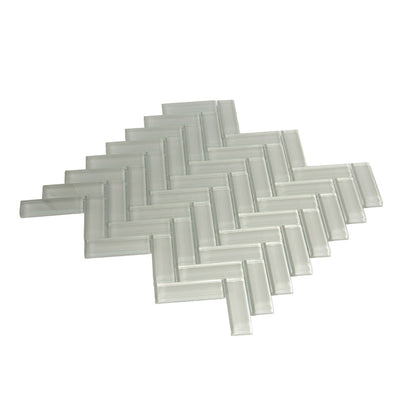 Beige 11x13 Glossy Herringbone Glass Mosaic Tile (5 pack, 4.8125 sq ft/case) - Sample
