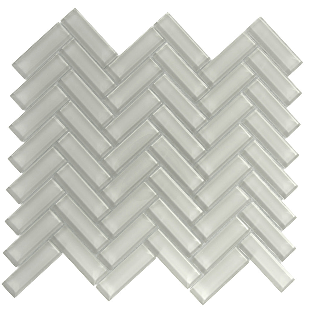 Beige 11x13 Glossy Herringbone Glass Mosaic Tile (5 pack, 4.8125 sq ft/case)