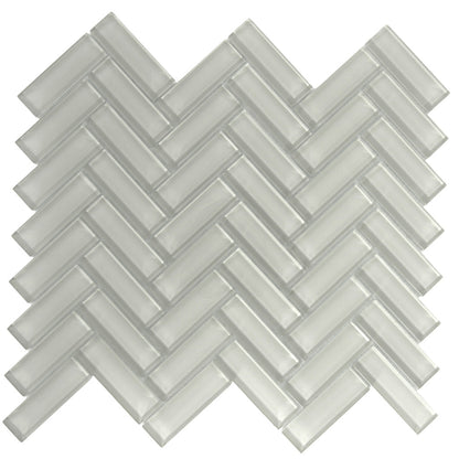 Beige 11x13 Glossy Herringbone Glass Mosaic Tile (5 pack, 4.8125 sq ft/case) - Sample