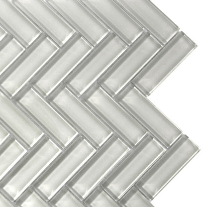 Beige 11x13 Glossy Herringbone Glass Mosaic Tile (5 pack, 4.8125 sq ft/case)