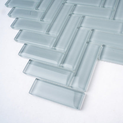 Gray 11x13 Glossy Herringbone Glass Mosaic Tile (5 pack, 4.8125 sq ft/case)