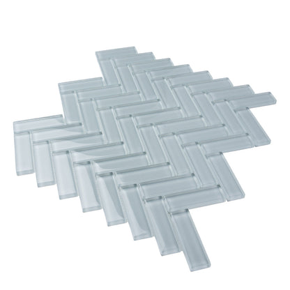 Gray 11x13 Glossy Herringbone Glass Mosaic Tile (5 pack, 4.8125 sq ft/case)