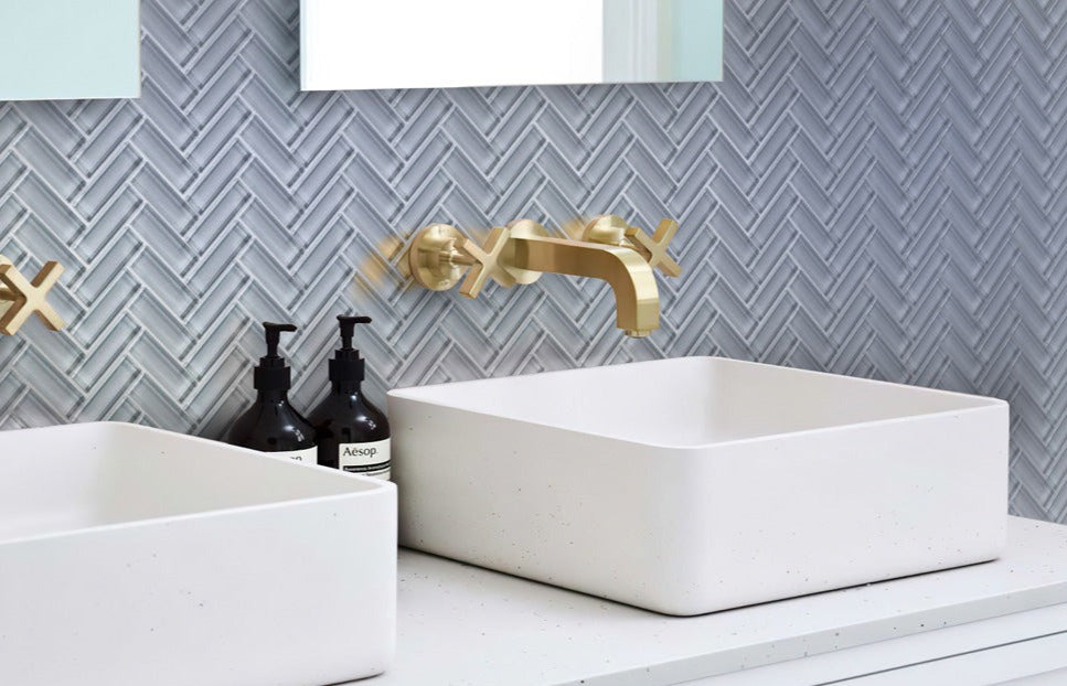 Gray 11x13 Glossy Herringbone Glass Mosaic Tile (5 pack, 4.8125 sq ft/case) - Sample