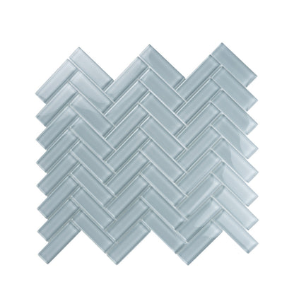 Gray 11x13 Glossy Herringbone Glass Mosaic Tile (5 pack, 4.8125 sq ft/case) - Sample