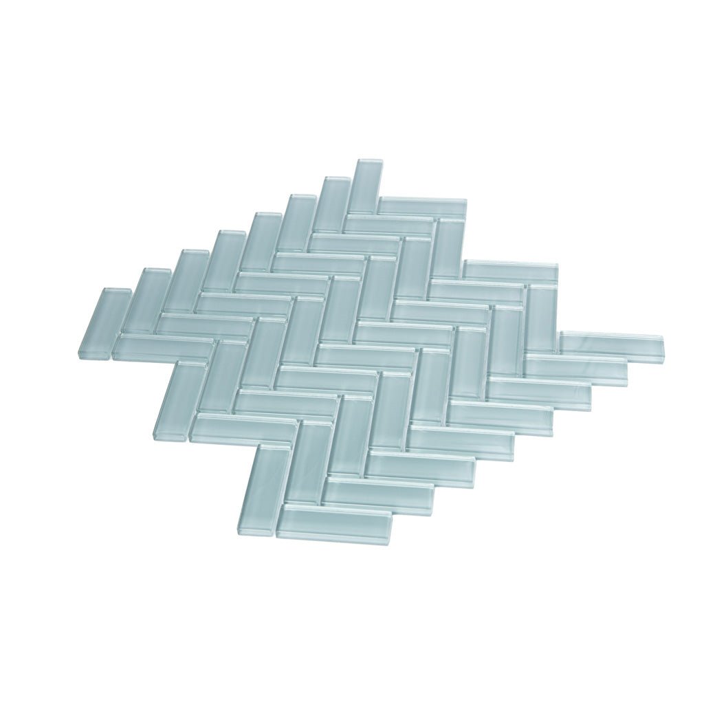 Stone Blue 11x13 Glossy Herringbone Glass Mosaic Tile (5 pack, 4.8125 sq ft/case)