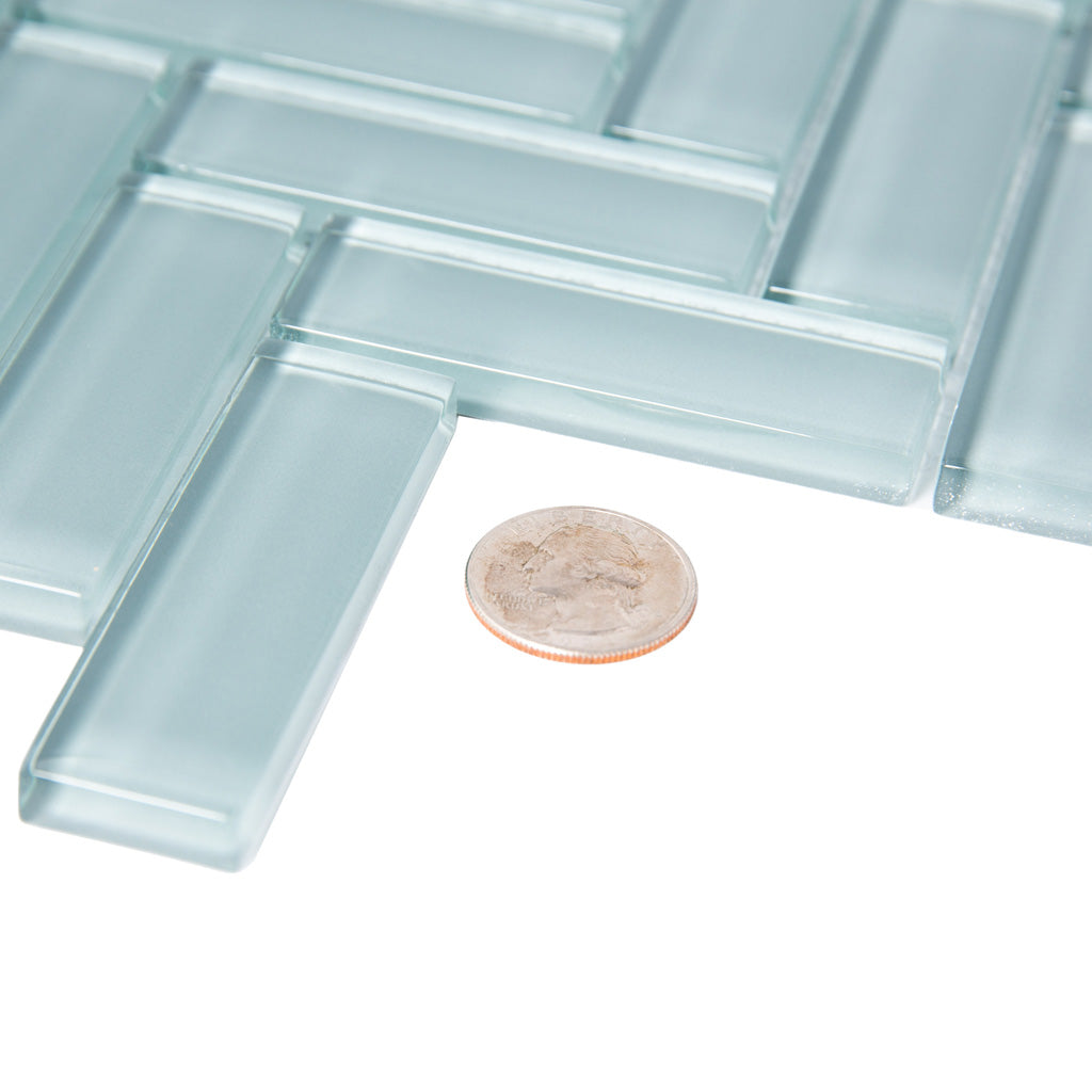 Stone Blue 11x13 Glossy Herringbone Glass Mosaic Tile (5 pack, 4.8125 sq ft/case)