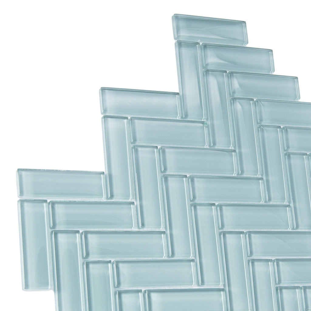 Stone Blue 11x13 Glossy Herringbone Glass Mosaic Tile (5 pack, 4.8125 sq ft/case)