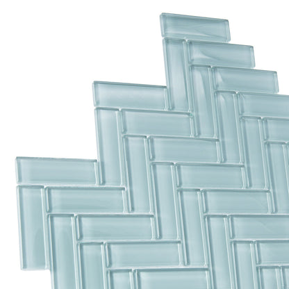Stone Blue 11x13 Glossy Herringbone Glass Mosaic Tile (5 pack, 4.8125 sq ft/case)