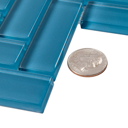 Cerulean Blue 11x13 Glossy Herringbone Glass Mosaic Tile (5 pack, 4.8125 sq ft/case) - Sample
