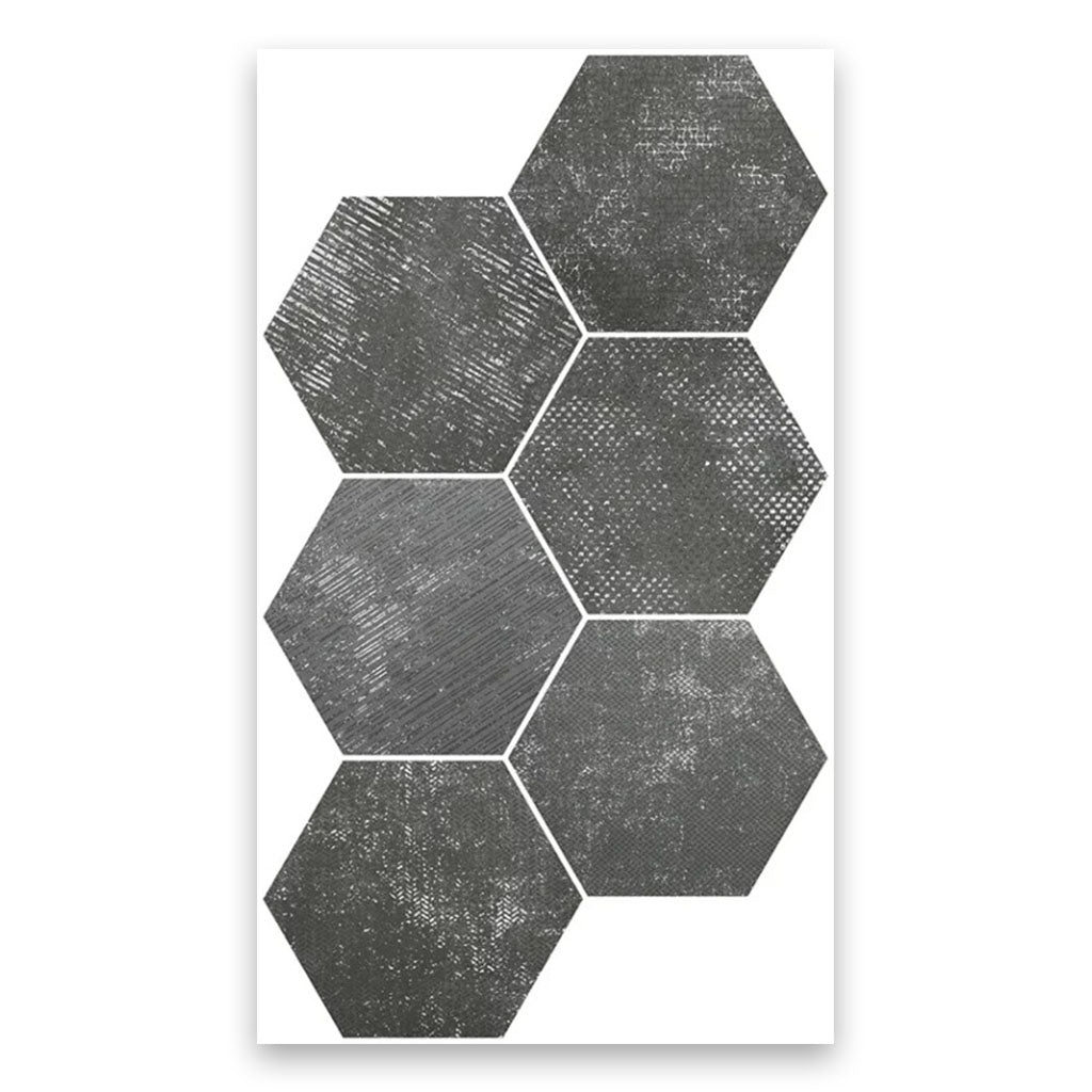 Graphite Gray 9x11 Textured Hexagon Porcelain Tile (16 pack, 8.07 sq ft/case) - Sample