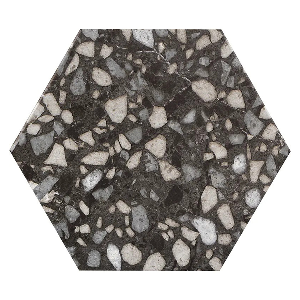 Charcoal Black 9x11 Matte Hexagon Porcelain Tile (16 pack, 8.07 sq ft/case)