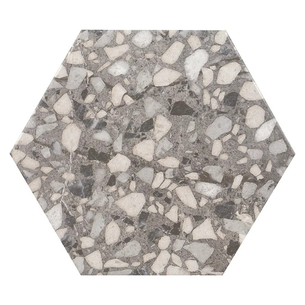 Deep Charcoal Gray 9x11 Matte Hexagon Porcelain Tile (16 pack, 8.07 sq ft/case) - Sample