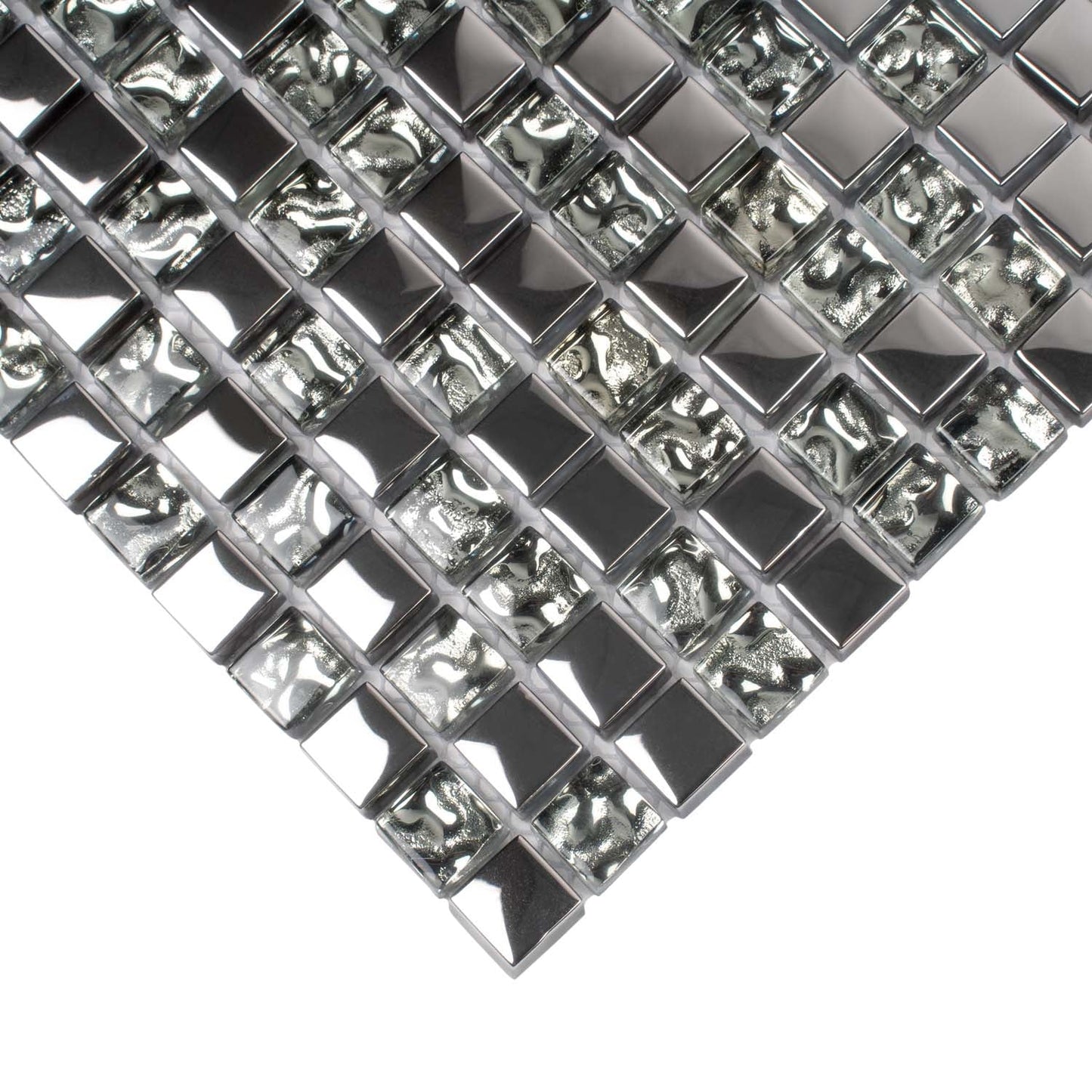 Silver Gray 12x12 Glossy Square Glass Mosaic Tile (5 pack, 4.75 sq ft/case) - Sample
