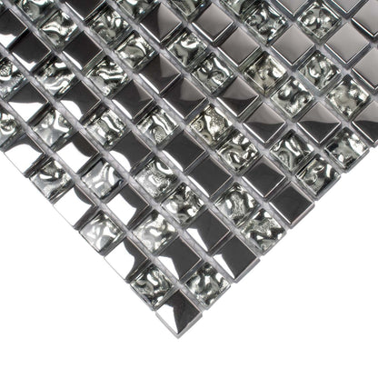 Silver Gray 12x12 Glossy Square Glass Mosaic Tile (5 pack, 4.75 sq ft/case) - Sample