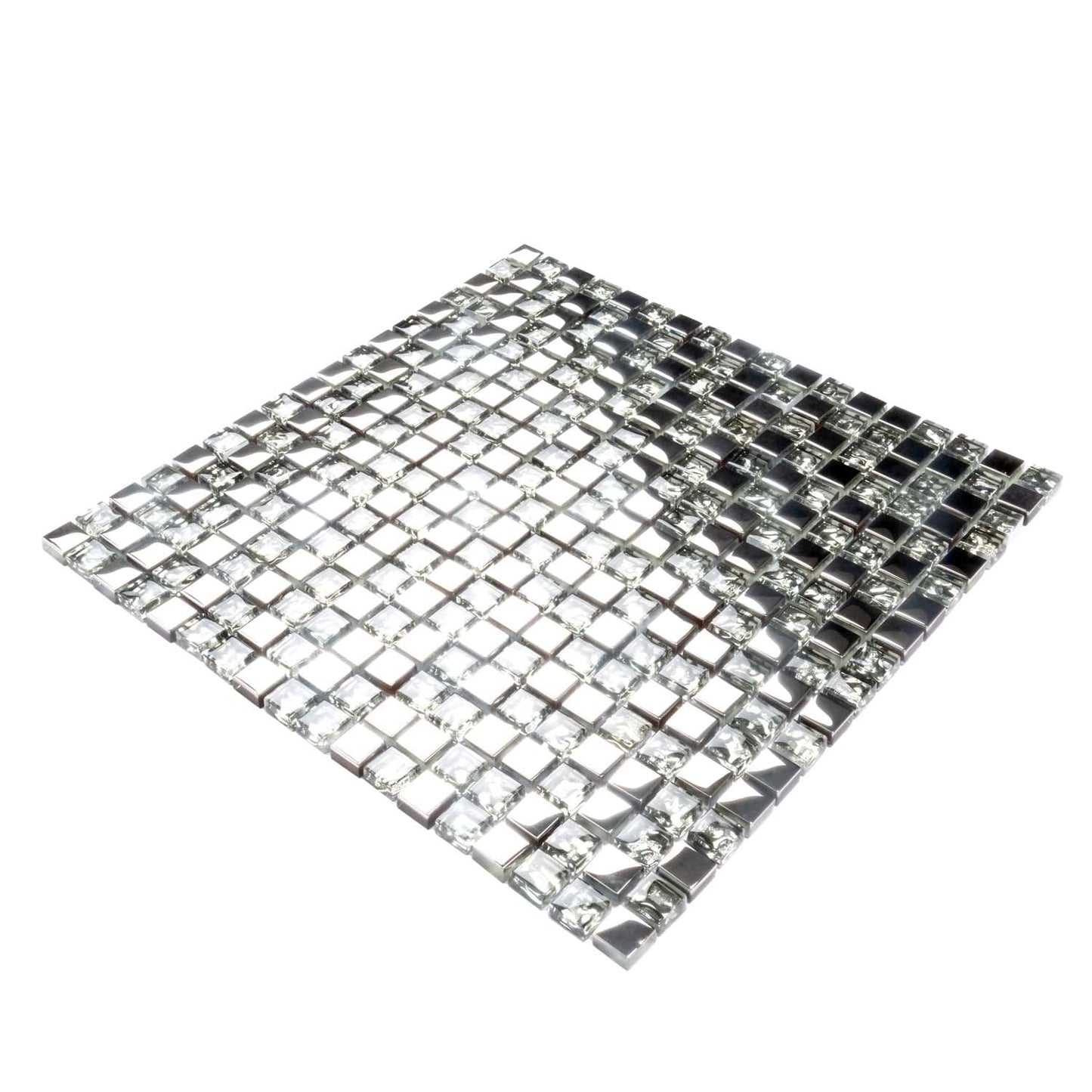 Silver Gray 12x12 Glossy Square Glass Mosaic Tile (5 pack, 4.75 sq ft/case) - Sample
