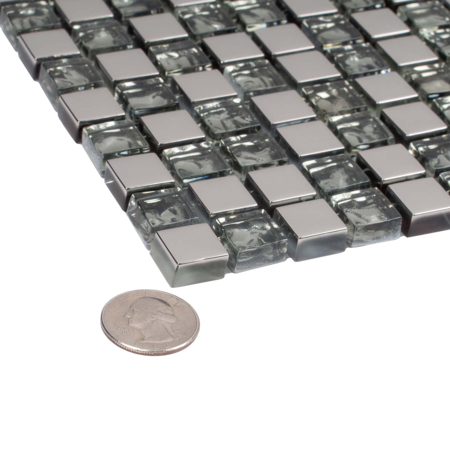 Silver Gray 12x12 Glossy Square Glass Mosaic Tile (5 pack, 4.75 sq ft/case)