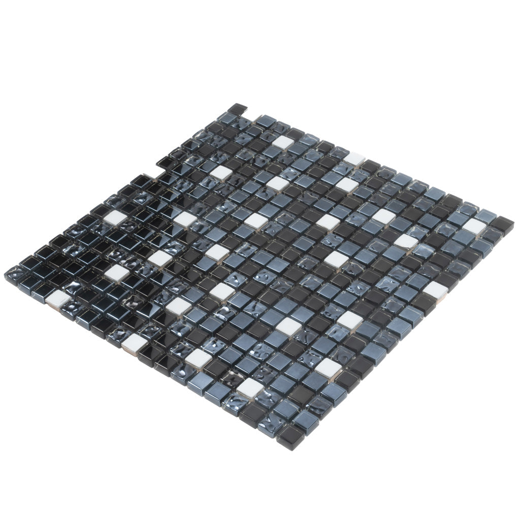 Blue 12x12 Glossy Textured Square Glass Metal Mosaic Tile (5 pack, 4.75 sq ft/case)