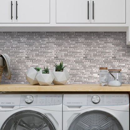 Silver 12x12 Glossy Matte Brick Glass Mosaic Tile (5 pack, 4.79 sq ft/case) - Sample