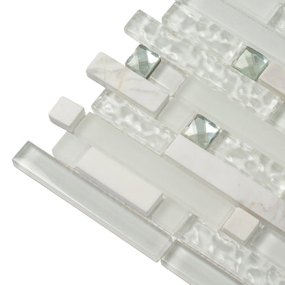 White 12x12 Glossy Matte Brick Glass Mosaic Tile (5 pack, 4.83 sq ft/case)