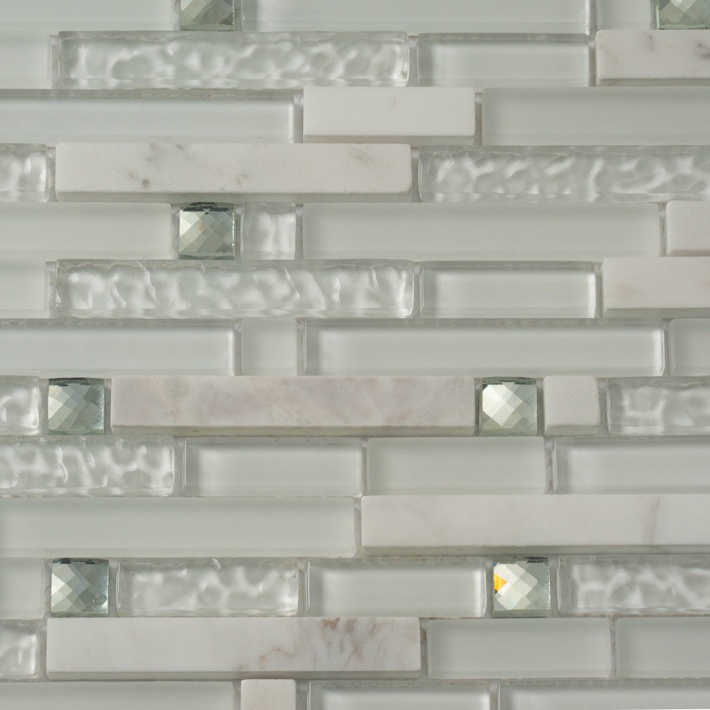 White 12x12 Glossy Matte Brick Glass Mosaic Tile (5 pack, 4.83 sq ft/case)