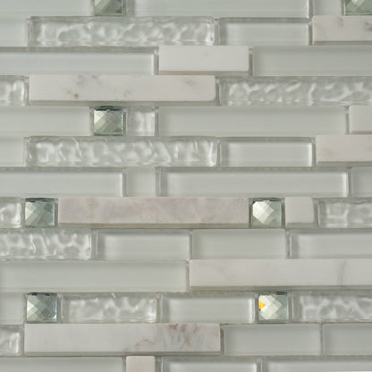 White 12x12 Glossy Matte Brick Glass Mosaic Tile (5 pack, 4.83 sq ft/case) - Sample