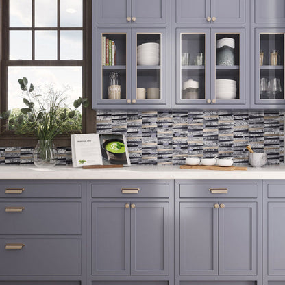 Blue Gray 12x12 Polished Textured Trapezium Glass Stone Mosaic Tile (5 pack, 4.83 sq ft/case) - Sample