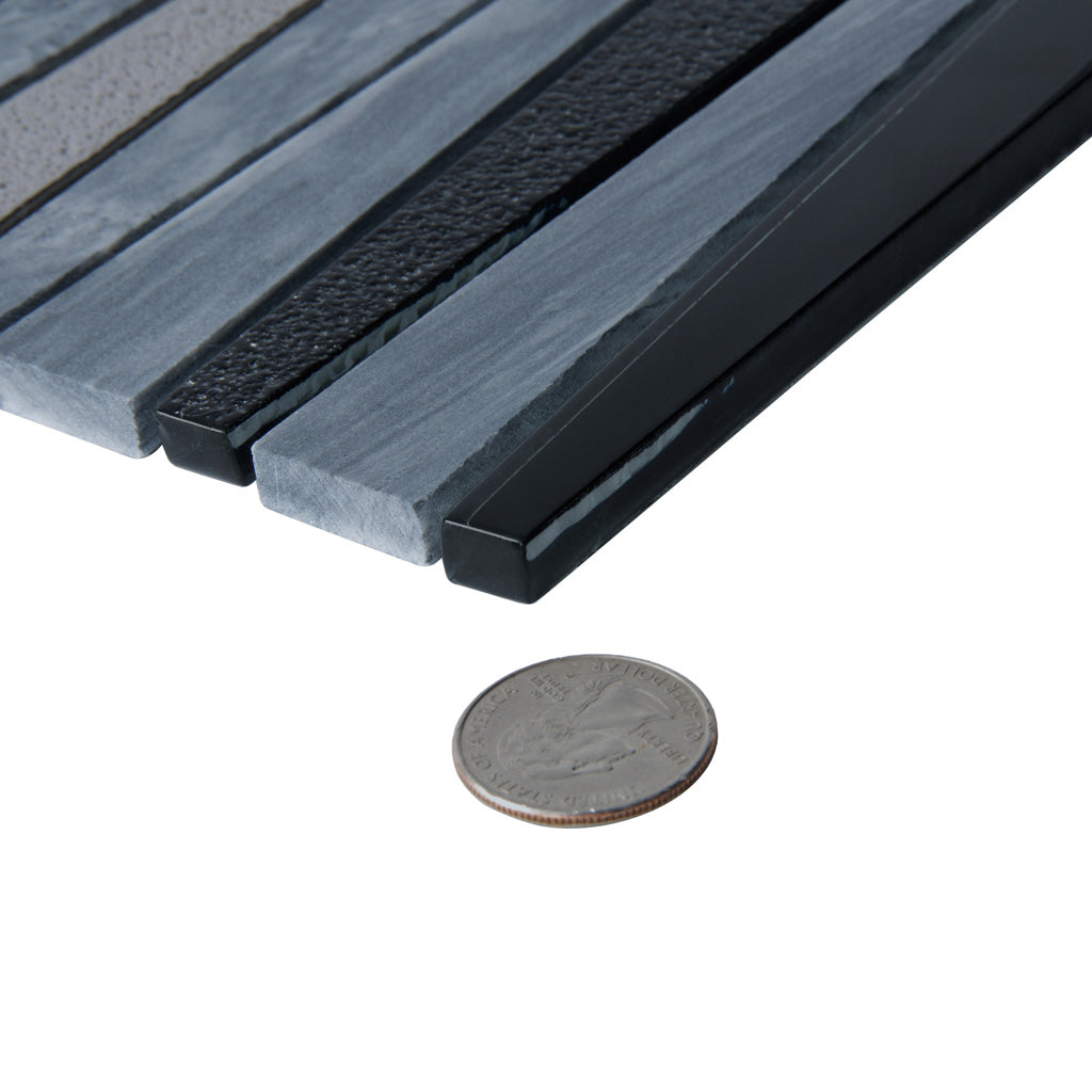 Blue Gray 12x12 Polished Textured Trapezium Glass Stone Mosaic Tile (5 pack, 4.83 sq ft/case)