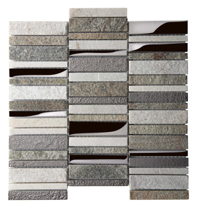 Brown Gray 12x12 Polished Textured Glass Stone Mosaic Tile (5 pack, 4.83 sq ft/case)