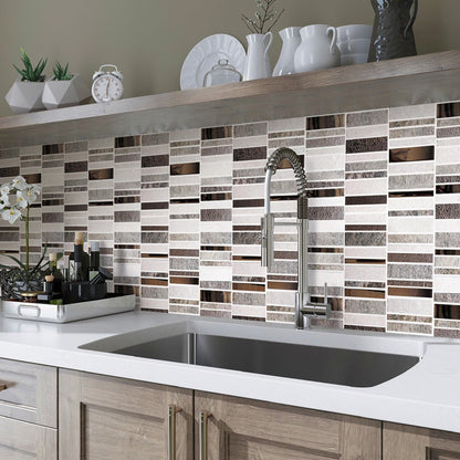 Brown Gray 12x12 Brick Polished Textured Glass Stone Mosaic Tile (5 pack, 4.83 sq ft/case) - Sample