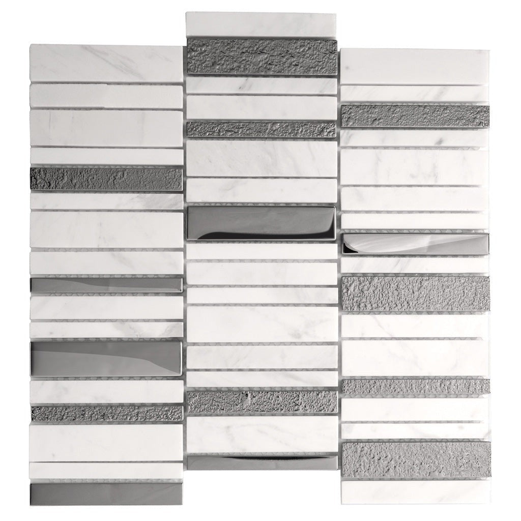 Brown White 12x12 Polished Textured Brick Glass Stone Mosaic Tile (5 pack, 4.83 sq ft/case) - Sample