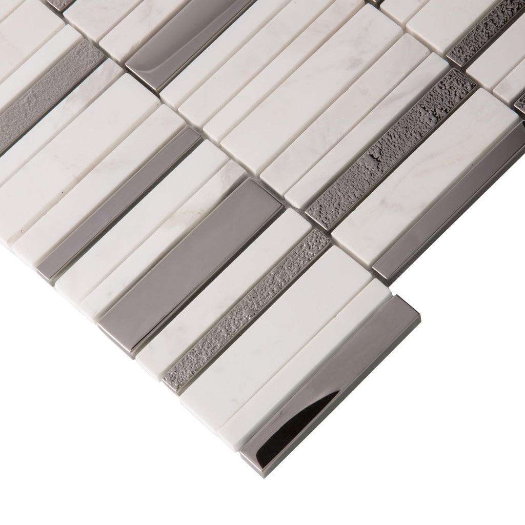 Brown White 12x12 Polished Textured Brick Glass Stone Mosaic Tile (5 pack, 4.83 sq ft/case) - Sample