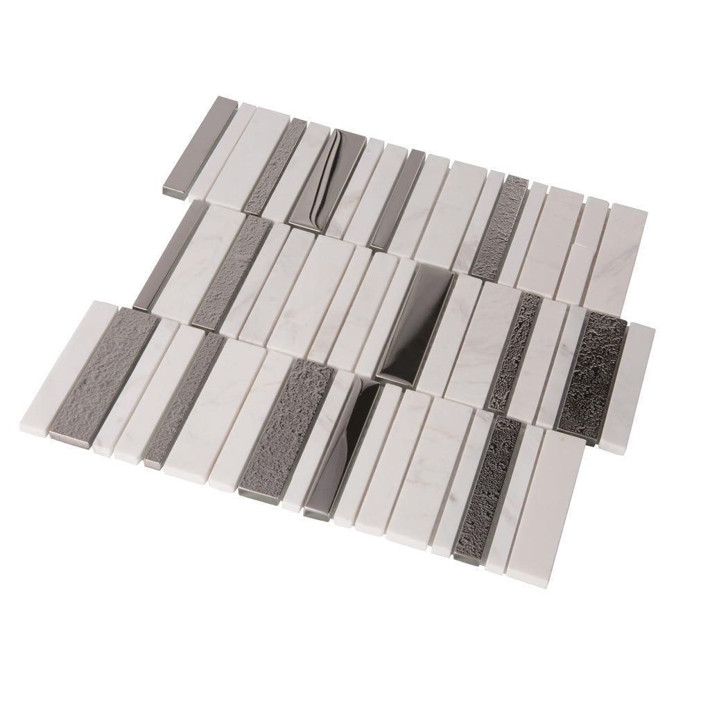 Brown White 12x12 Polished Textured Brick Glass Stone Mosaic Tile (5 pack, 4.83 sq ft/case)